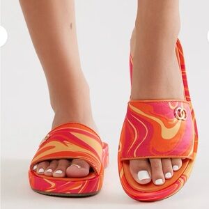 Fashion Nova Jellie Red and Orange Sandals